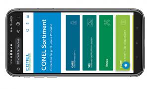 it der mobilen Version für Smartphones haben Installateur:innen auch  unterwegs perfekten Zugriff auf das Produktsortiment von CONEL.